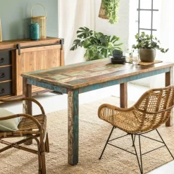 Table À Manger<Made in Meubles Table à manger en bois recyclé coloré Ethnik