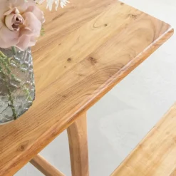 Table À Manger<Made in Meubles Table à manger haute + 2 bancs en bois d'acacia Orane