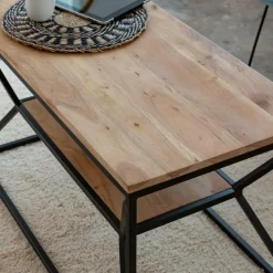 Table Basse<Made in Meubles Table basse à  double plateau en bois d'acacia Flavia