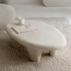 Table Basse<Made in Meubles Table basse blanche en bois effet béton Danaé