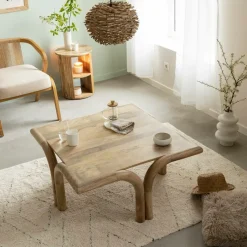 Table Basse<Made in Meubles Table basse carré en bois de manguier Zola
