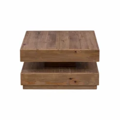 Table Basse<Made in Meubles Table basse carrée à double plateau en bois recyclé Blaise