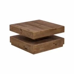 Table Basse<Made in Meubles Table basse carrée à double plateau en bois recyclé Blaise