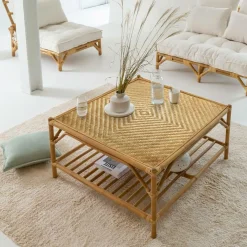 Table Basse<Made in Meubles Table basse carrée en bambou Célestin