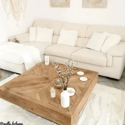 Table Basse<Made in Meubles Table basse carrée en bois recyclé Blaise