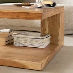 Table Basse<Made in Meubles Table basse carrée en bois d'acacia Caël