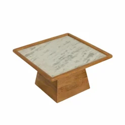 Table Basse<Made in Meubles Table basse carrée en bois de manguier et marbre Adler