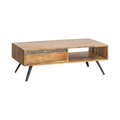 Table Basse<Made in Meubles Table basse en bois d'acacia et pierre Yvan