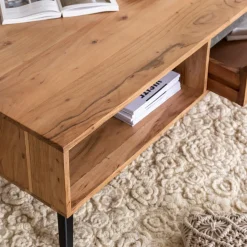 Table Basse<Made in Meubles Table basse en bois d'acacia et pierre Yvan