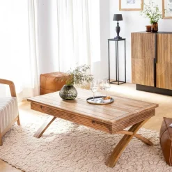 Table Basse<Made in Meubles Table basse en bois de manguier à allonges Luce