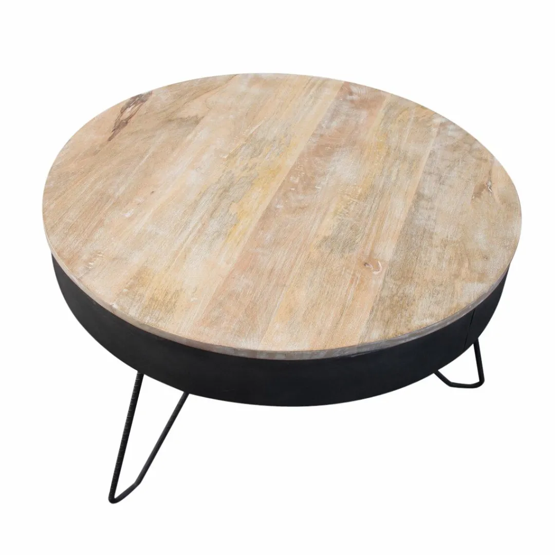 Table Basse<Made in Meubles Table basse en bois de manguier et métal Locker