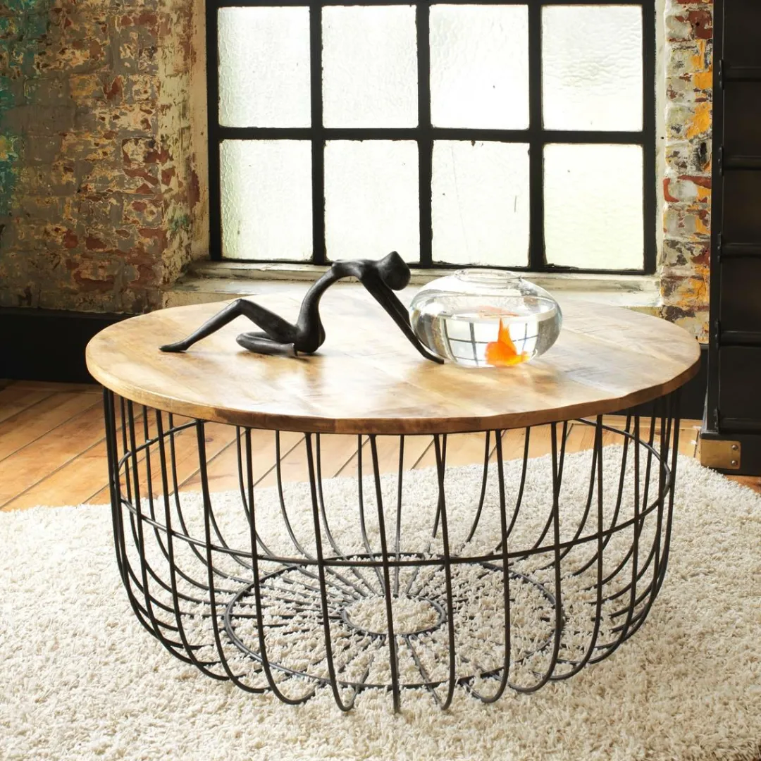 Table Basse<Made in Meubles Table basse en bois de manguier et métal Ella