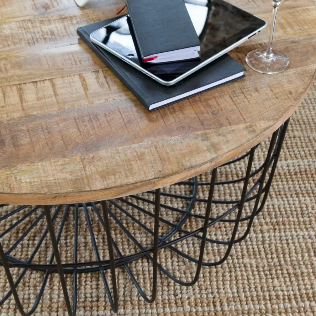 Table Basse<Made in Meubles Table basse en bois de manguier et métal Ella