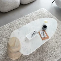 Table Basse<Made in Meubles Table basse en bois de manguier et marbre Moana