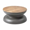 Table Basse<Made in Meubles Table basse en bois de manguier et métal gris Yoyo