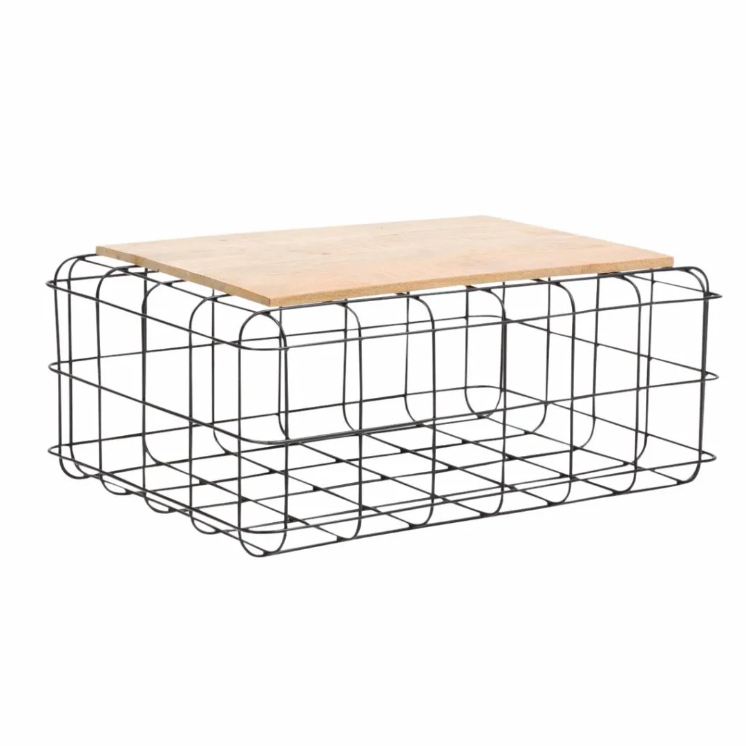 Table Basse<Made in Meubles Table basse en bois de manguier et métal noir Madeline