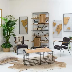 Table Basse<Made in Meubles Table basse en bois de manguier et métal noir Madeline