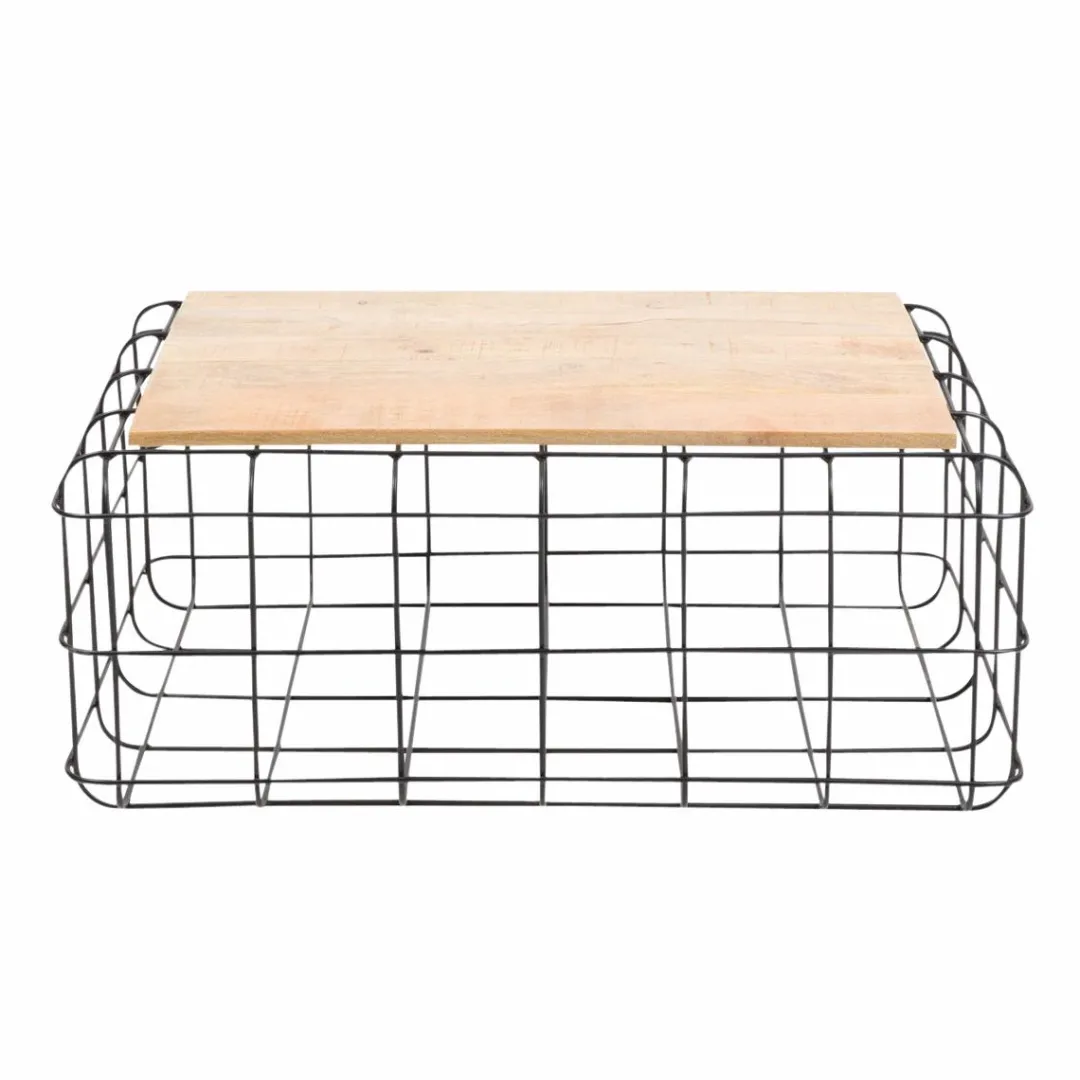 Table Basse<Made in Meubles Table basse en bois de manguier et métal noir Madeline