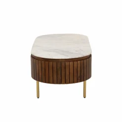 Table Basse<Made in Meubles Table basse en bois de manguier et marbre Sienne