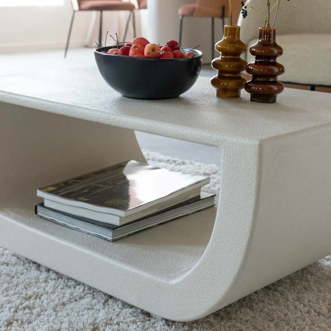 Table Basse<Made in Meubles Table basse en bois effet béton blanc Thomas