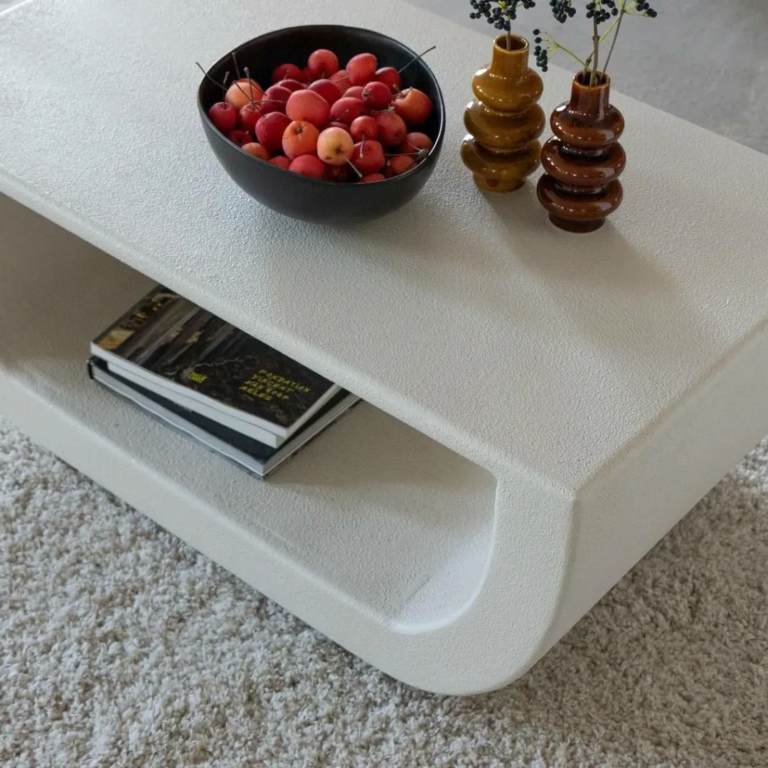 Table Basse<Made in Meubles Table basse en bois effet béton blanc Thomas