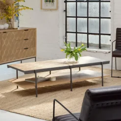 Table Basse<Made in Meubles Table basse en bois et métal Livia