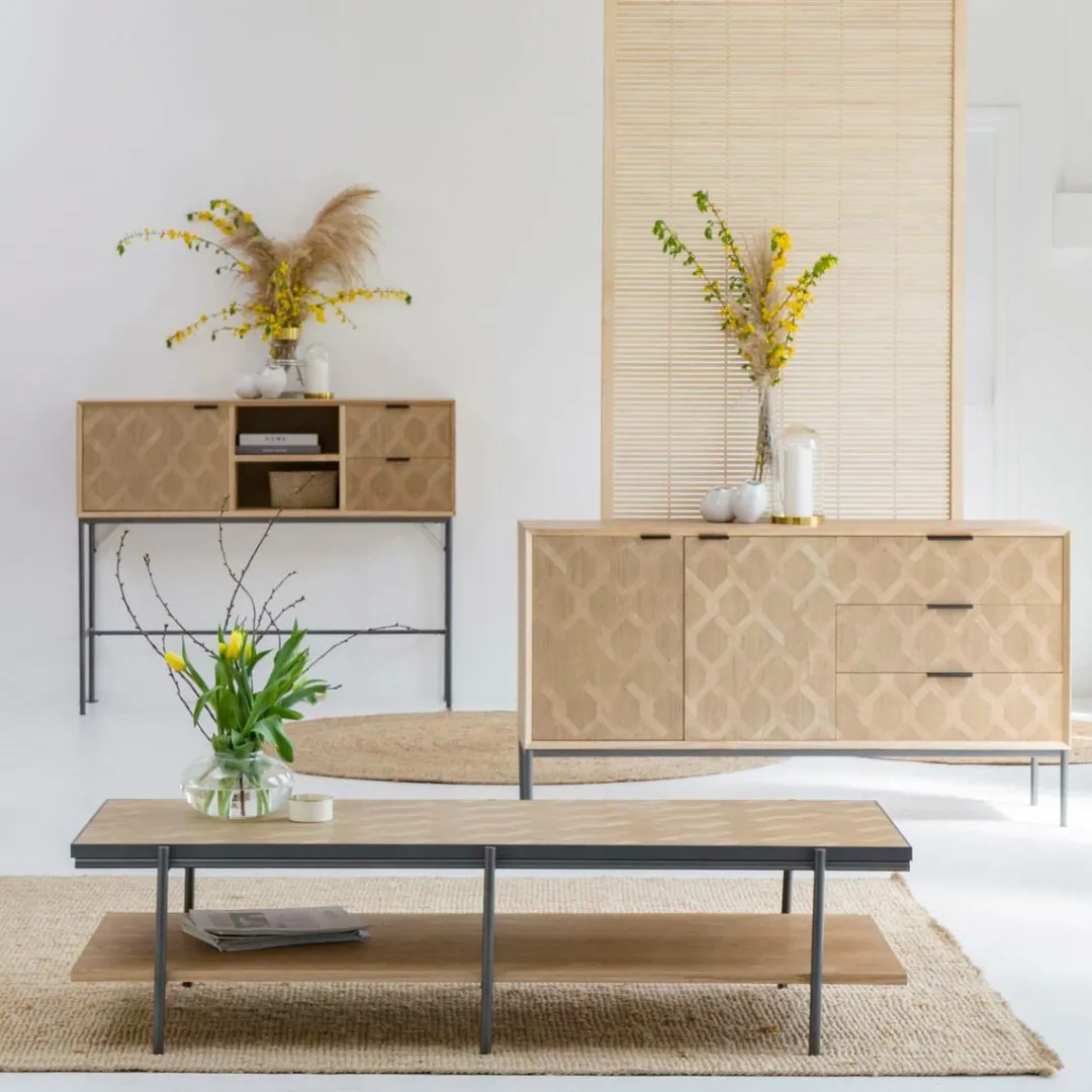 Table Basse<Made in Meubles Table basse en bois et métal Livia