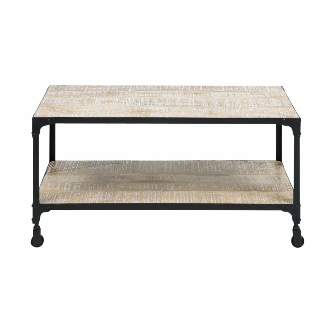 Table Basse<Made in Meubles Table basse en bois reyclé et métal White