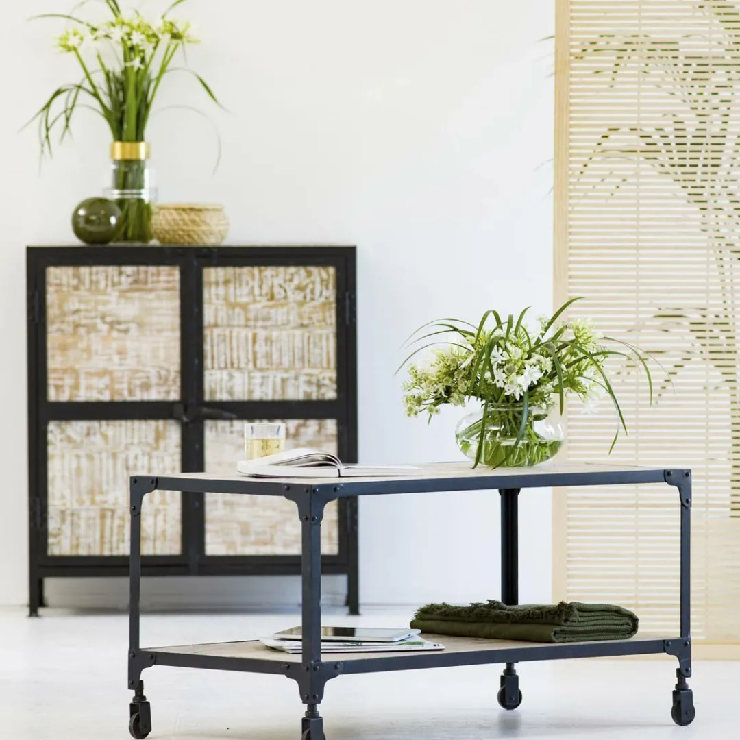 Table Basse<Made in Meubles Table basse en bois reyclé et métal White