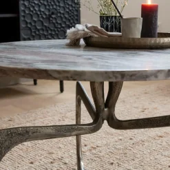 Table Basse<Made in Meubles Table basse en marbre et métal Valou