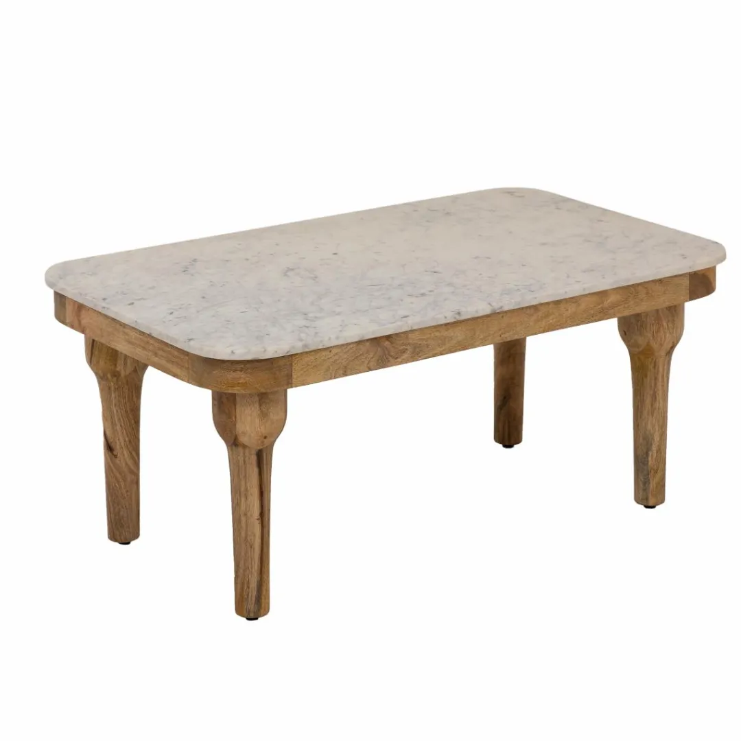 Table Basse<Made in Meubles Table basse en marbre et en bois d'acacia Calix