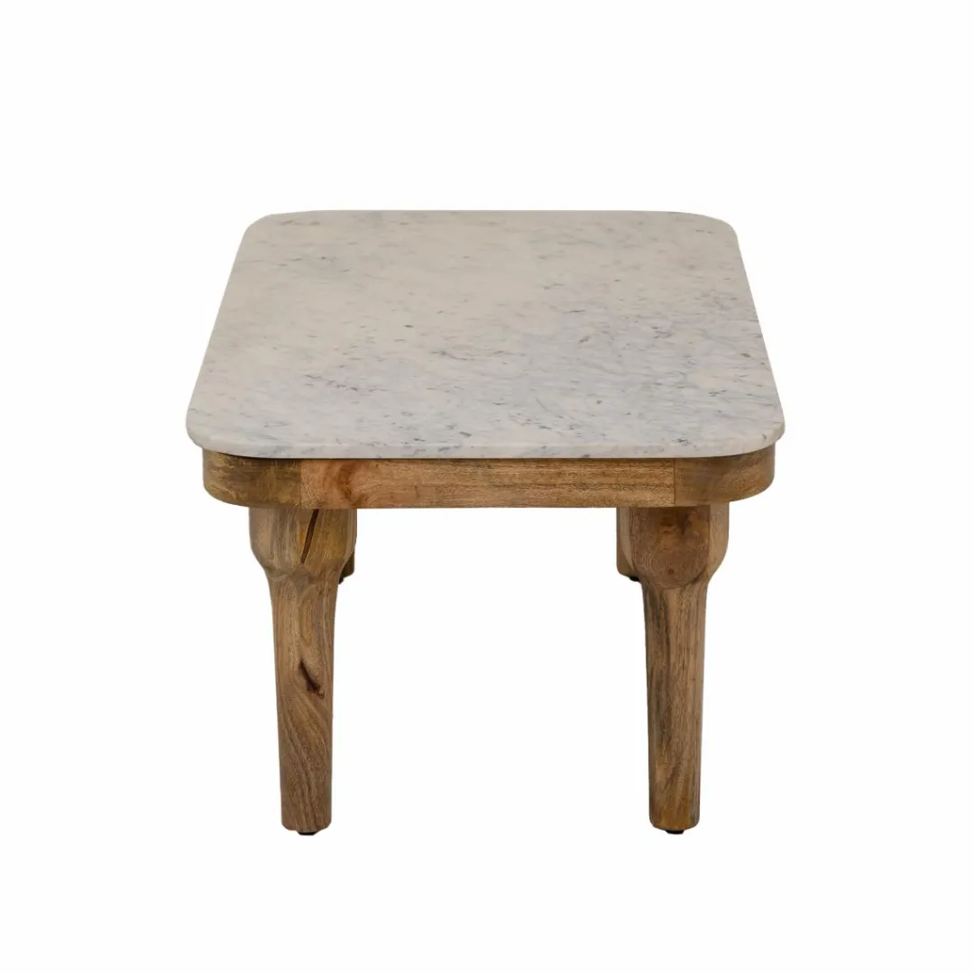 Table Basse<Made in Meubles Table basse en marbre et en bois d'acacia Calix