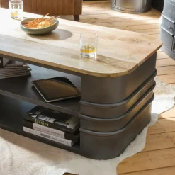 Table Basse<Made in Meubles Table basse en métal et bois Locker