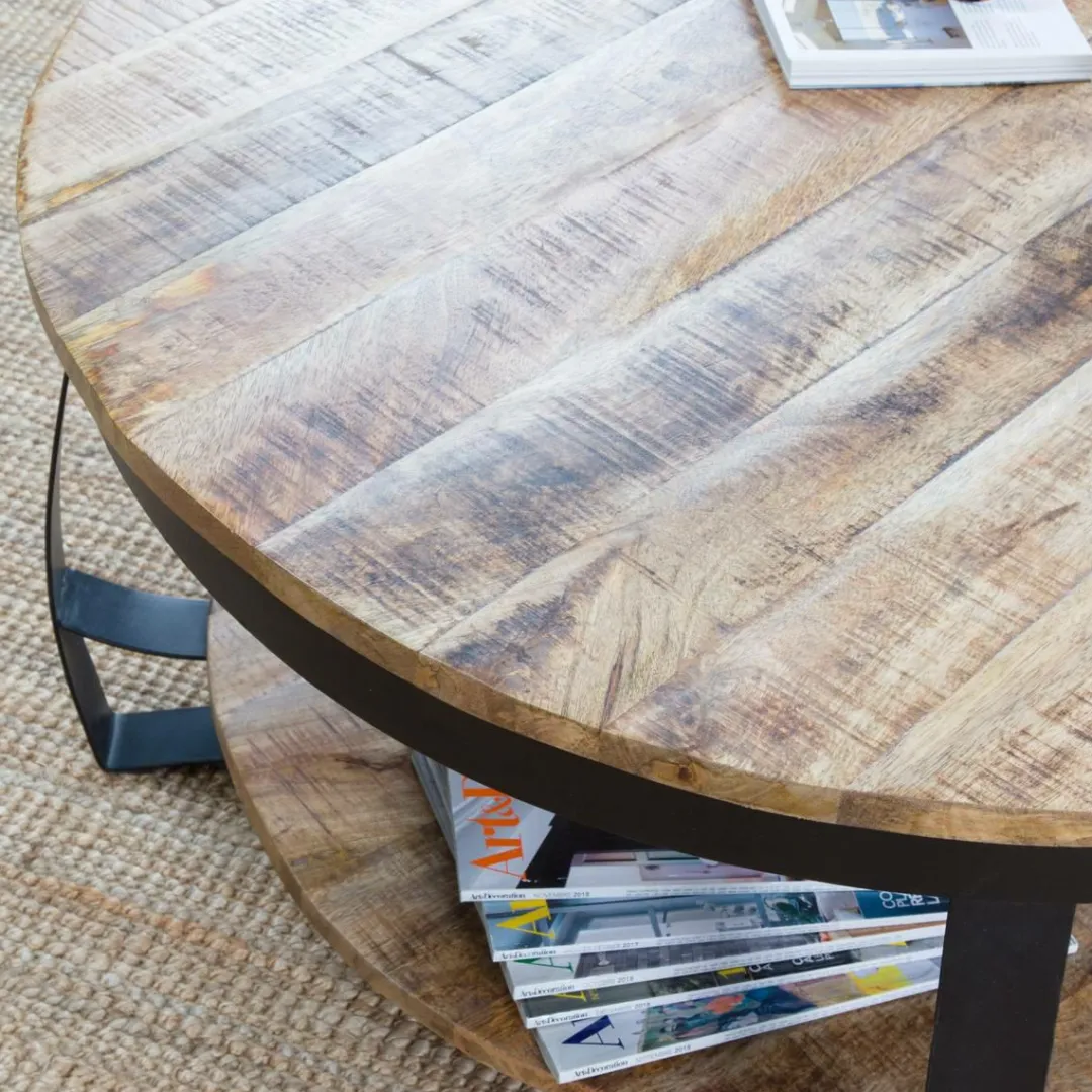 Table Basse<Made in Meubles Table basse en métal et bois de manguier Jules