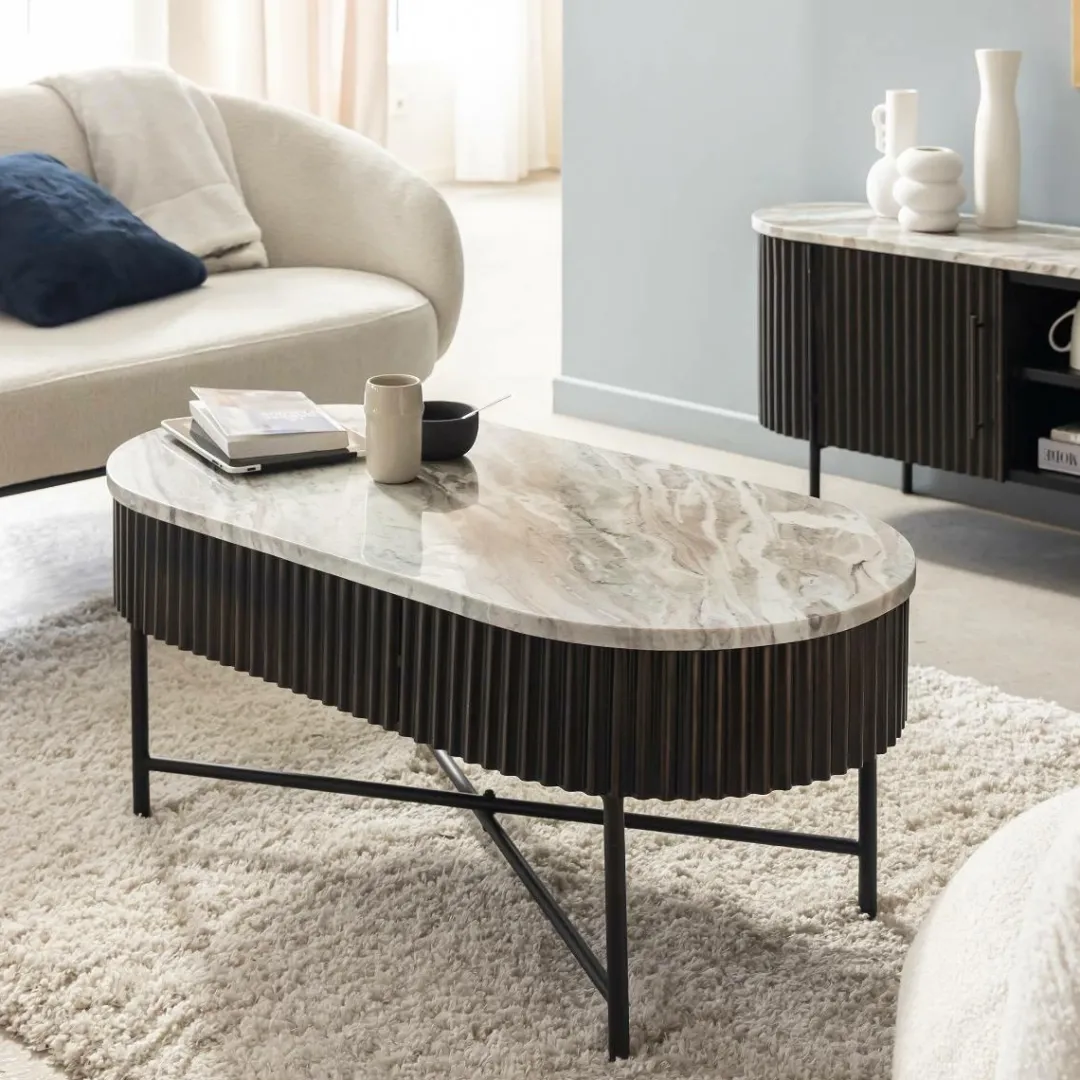 Table Basse<Made in Meubles Table basse en métal et marbre Alfred