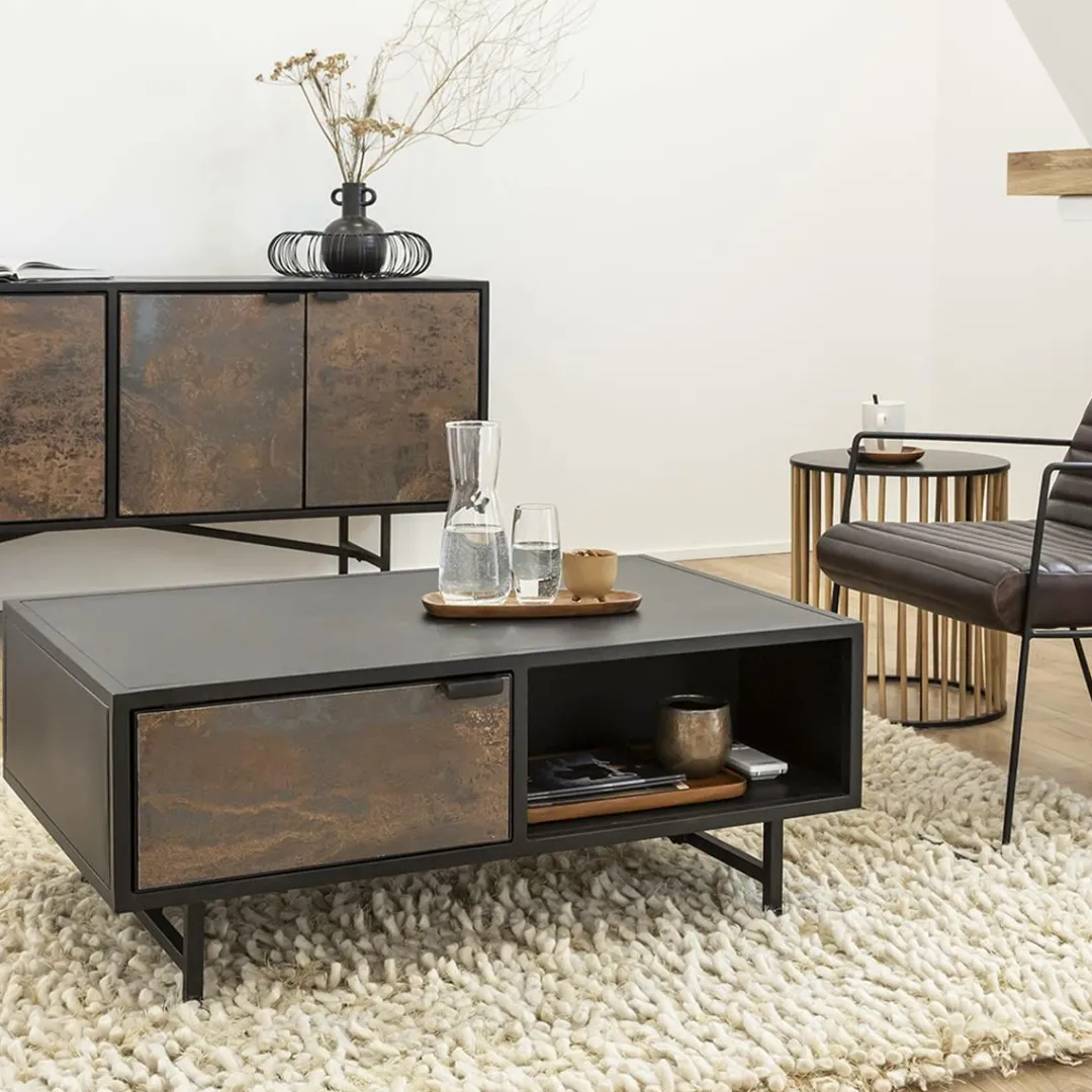 Table Basse<Made in Meubles Table basse en métal noir Claudine