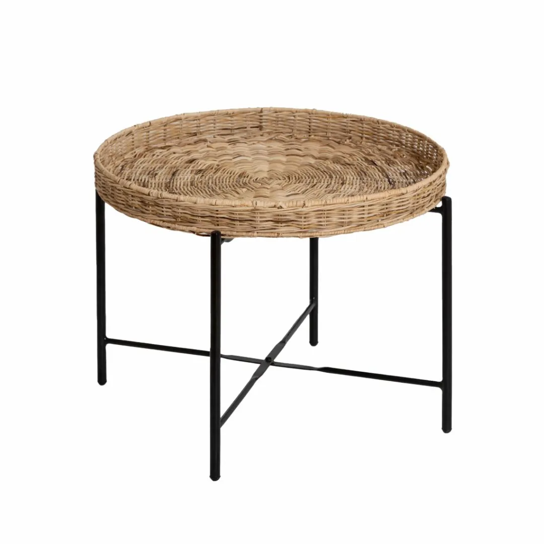 Table Basse<Made in Meubles Table basse en rotin et métal Julie