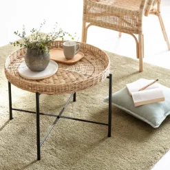 Table Basse<Made in Meubles Table basse en rotin et métal Julie