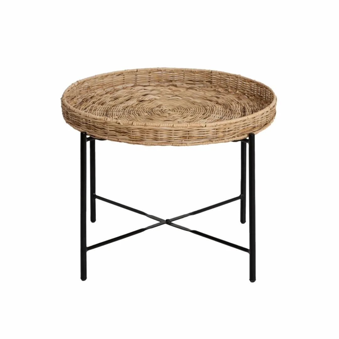 Table Basse<Made in Meubles Table basse en rotin et métal Julie