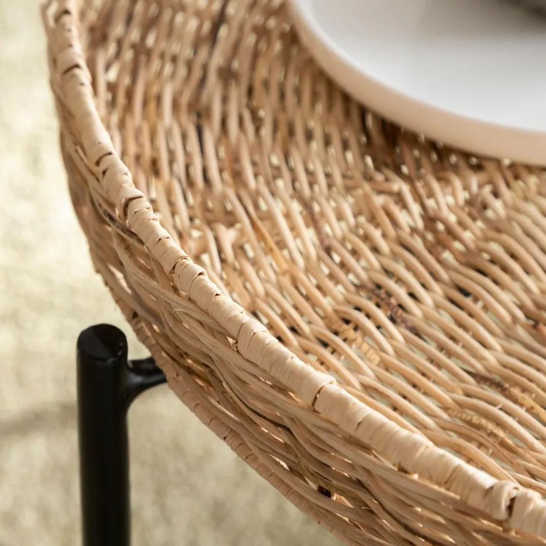 Table Basse<Made in Meubles Table basse en rotin et métal Julie