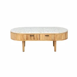 Table Basse<Made in Meubles Table basse en terrazzo et bois de manguier Ambrine