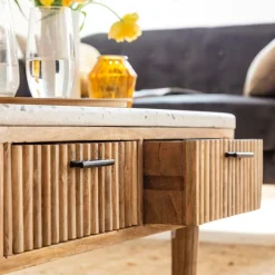 Table Basse<Made in Meubles Table basse en terrazzo et bois de manguier Ambrine