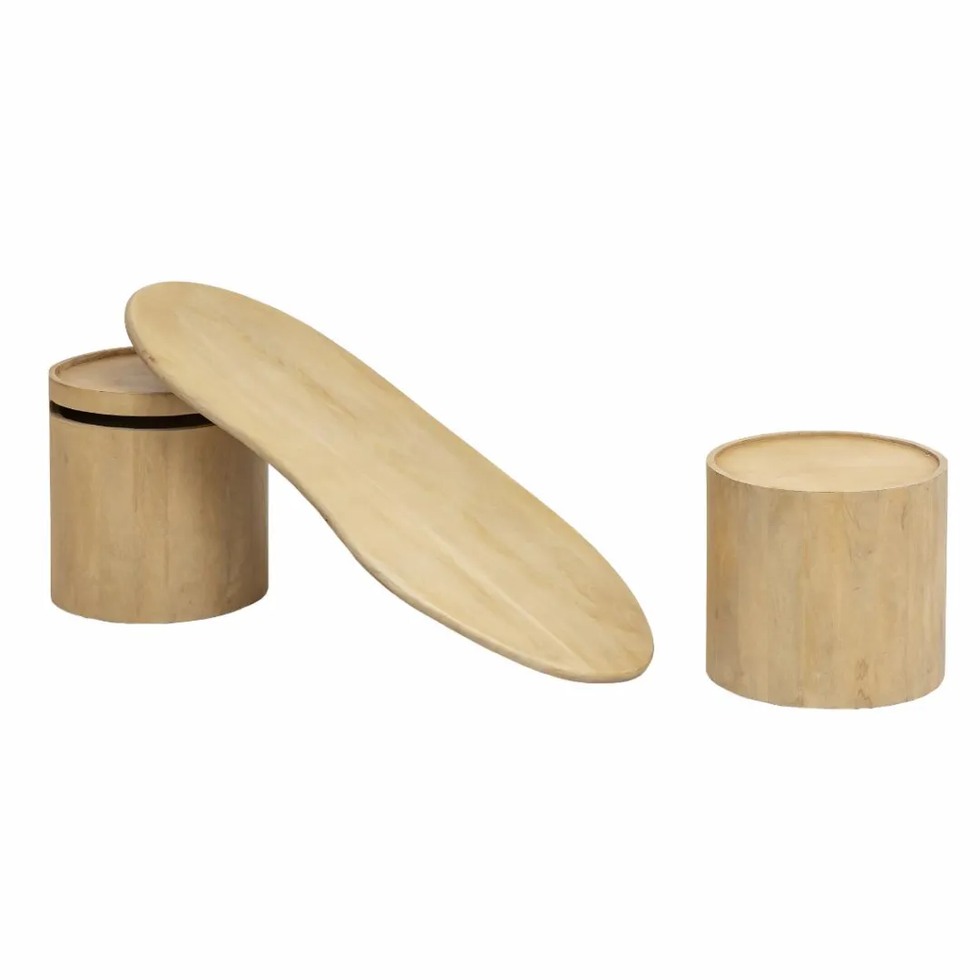 Table Basse<Made in Meubles Table basse en vague en bois de manguier Silas