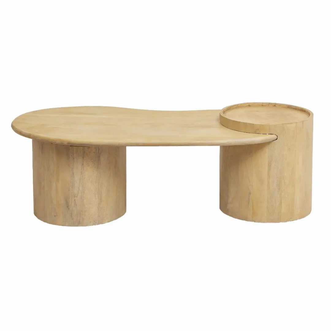 Table Basse<Made in Meubles Table basse en vague en bois de manguier Silas
