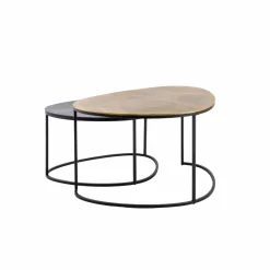 Table Basse|Table Gigogne<Made in Meubles Table basse gigogne en aluminium doré et métal noir Victoria