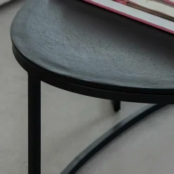 Table Basse|Table Gigogne<Made in Meubles Table basse gigogne en aluminium doré et métal noir Victoria