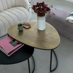 Table Basse|Table Gigogne<Made in Meubles Table basse gigogne en aluminium doré et métal noir Victoria