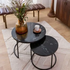 Table Basse|Table Gigogne<Made in Meubles Table basse gigogne en marbre noir Joe