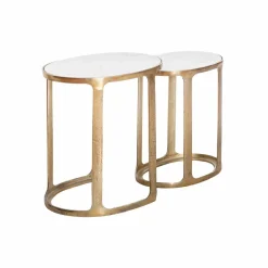 Table Gigogne|Bout De Canapé & Sellette<Made in Meubles Table basse gigogne en marbre et aluminium Ruben