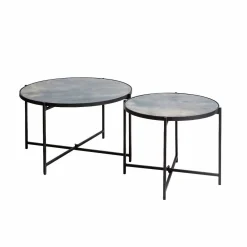 Table Basse|Table Gigogne<Made in Meubles Table basse gigogne en verre fumé et métal Florian